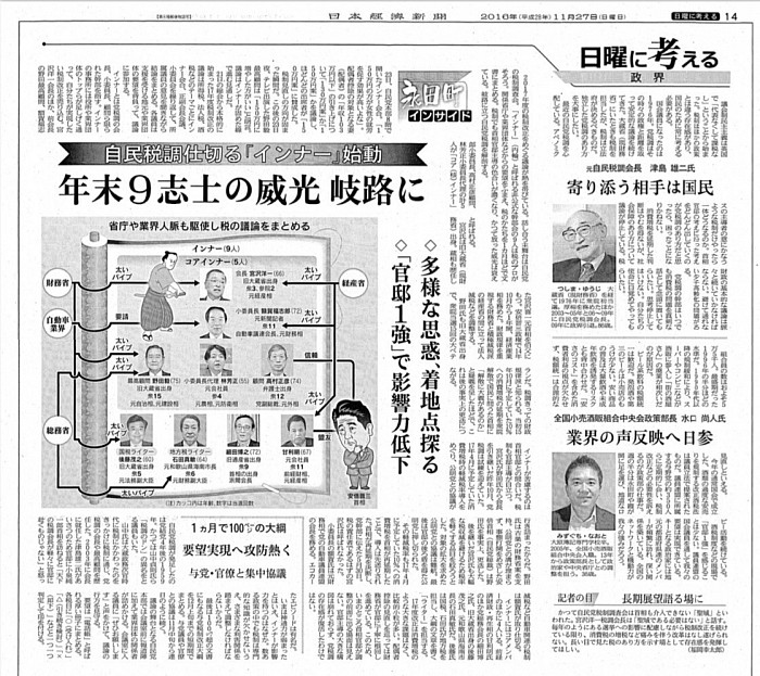 日本経済新聞　業界ロビイについて取材を受けました